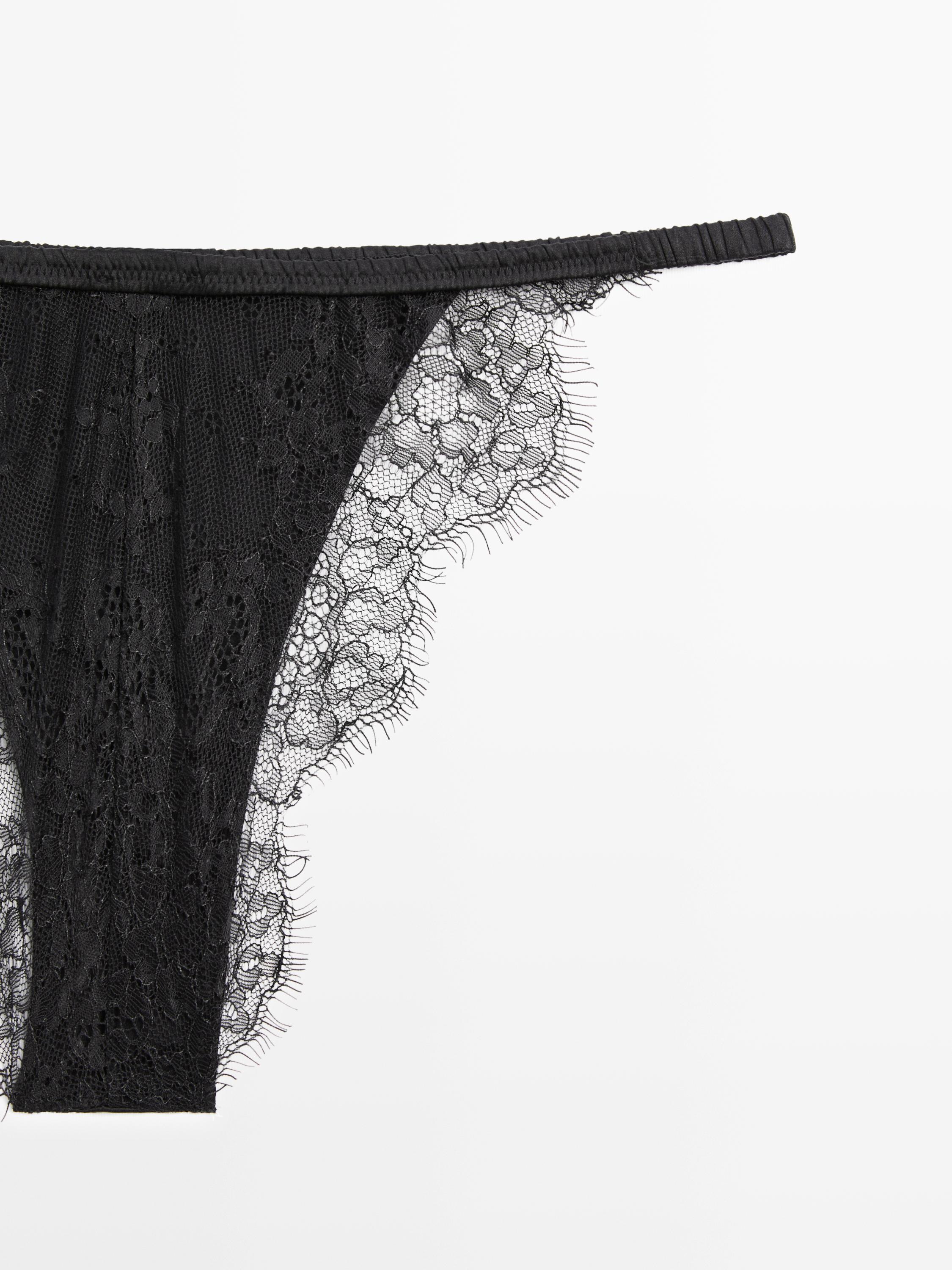 Silk briefs with lace detail
